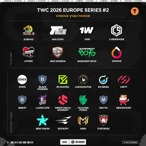 Анонсирован список участников к предстоящему Thunderpick World Championship 2026 EU Series #2