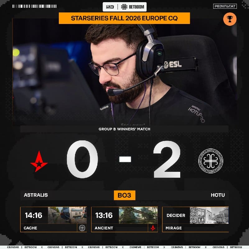 HOTU переехали Astralis и прошли в плей-офф закрытых квалификаций StarLadder StarSeries Fall 2026