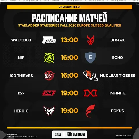 Расписание третьего игрового дня европейских квалификаций к StarLadder StarSeries Fall 2026