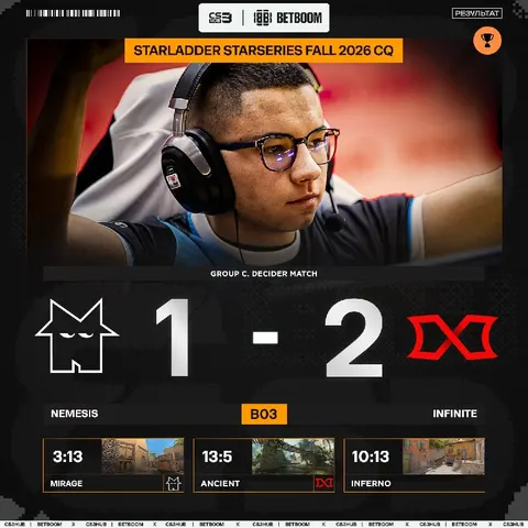 INFINITE проходят в плей-офф закрытой квалификации к StarLadder StarSeries Fall 2026