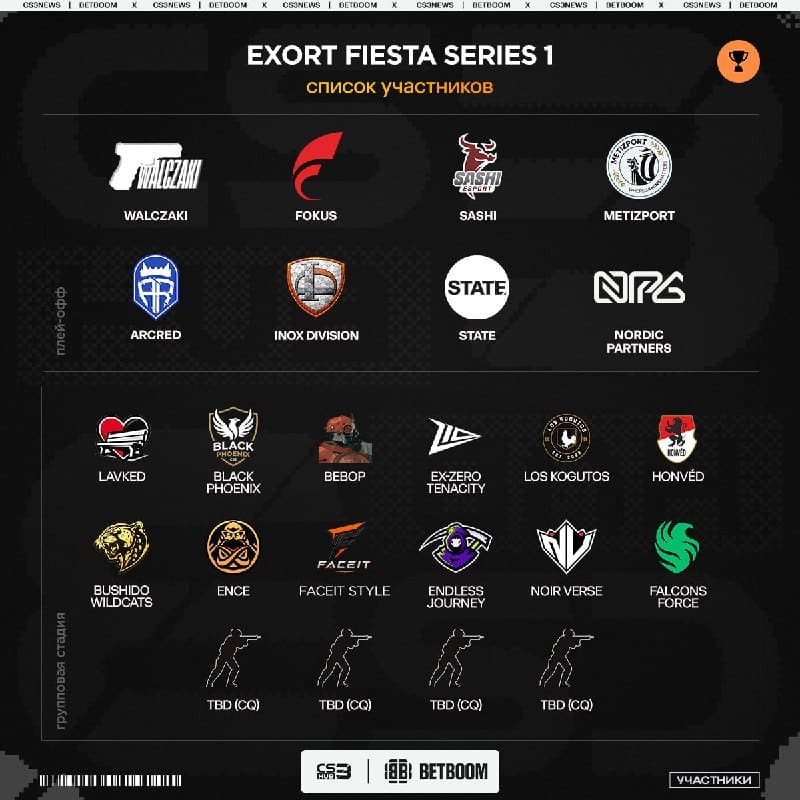 Список приглашённых команд на Exort Fiesta Series #1