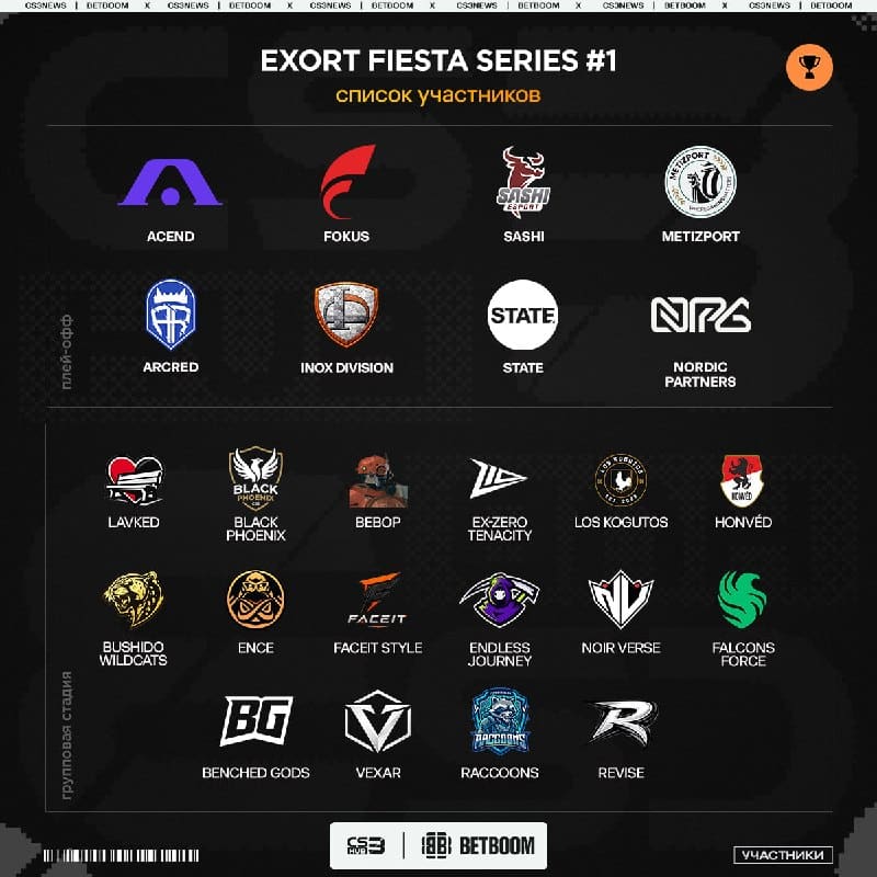 Определился полный список команд к Exort Fiesta Series #1