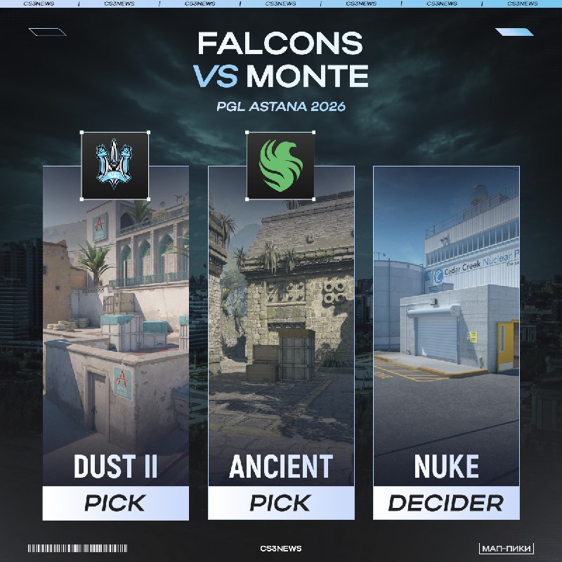 Вчерашний матч помните? Забудьте. — смотрим мап-пики матча Falcons против Monte