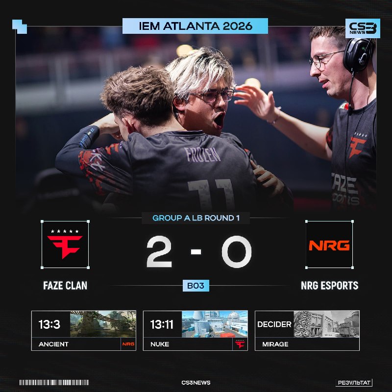FaZe камбечат на второй карте и остаются на турнире!