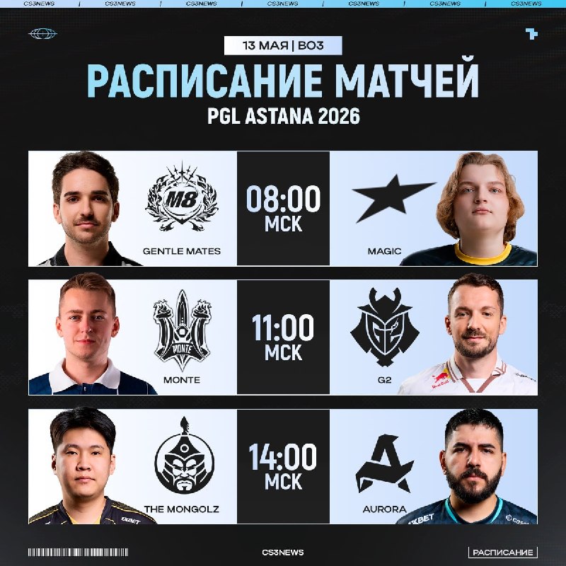 Расписание финальных матчей групповой стадии PGL Astana 2026 и IEM Atlanta 2026