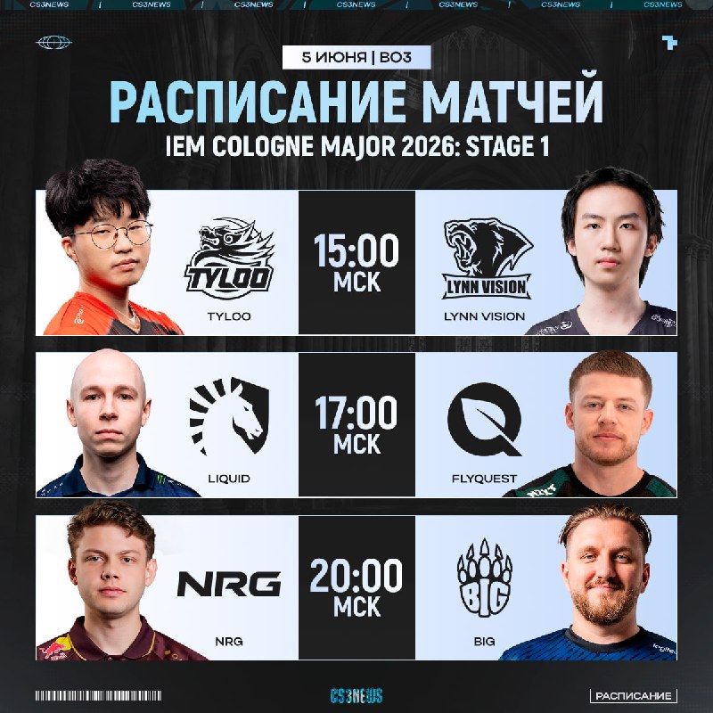 Расписание последних матчей первой стадии IEM Cologne Major 2026 на ваших экранах: