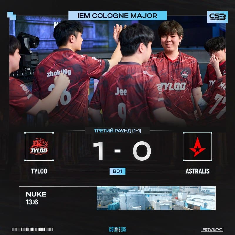 TYLOO в одной игре от выхода в третью стадию, а Astralis в шаге от вылета с главного турнира!