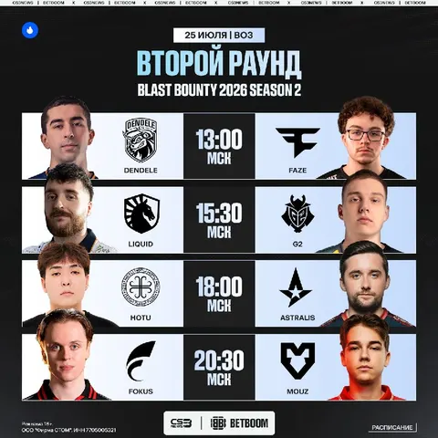 Уже через шесть часов начинаем просмотр второго этапа BLAST Bounty!
