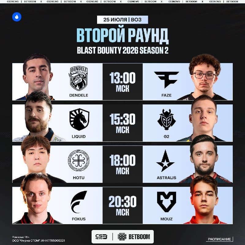 Уже через шесть часов начинаем просмотр второго этапа BLAST Bounty!