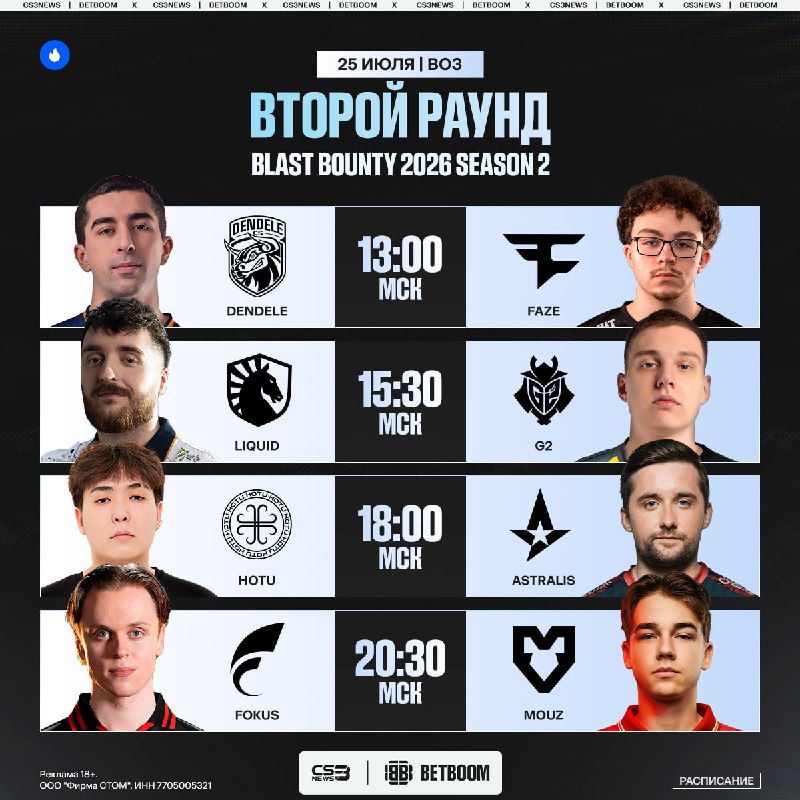 Уже через шесть часов начинаем просмотр второго этапа BLAST Bounty!