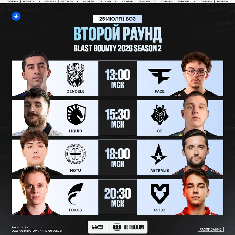 Уже через шесть часов начинаем просмотр второго этапа BLAST Bounty!