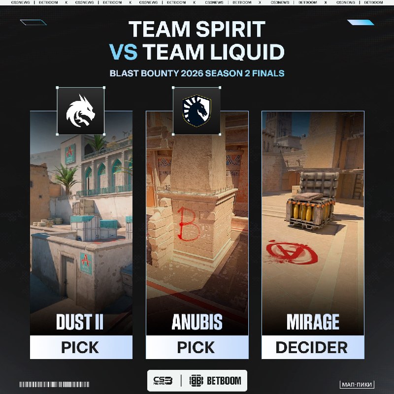 Первый четвертьфинал LAN-стадии BLAST Bounty — Spirit vs.