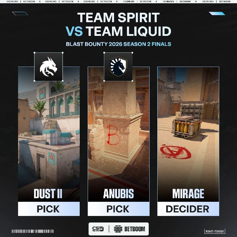 Первый четвертьфинал LAN-стадии BLAST Bounty — Spirit vs.