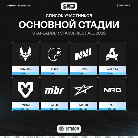 Определился полный список участников к StarLadder StarSeries Fall 2026