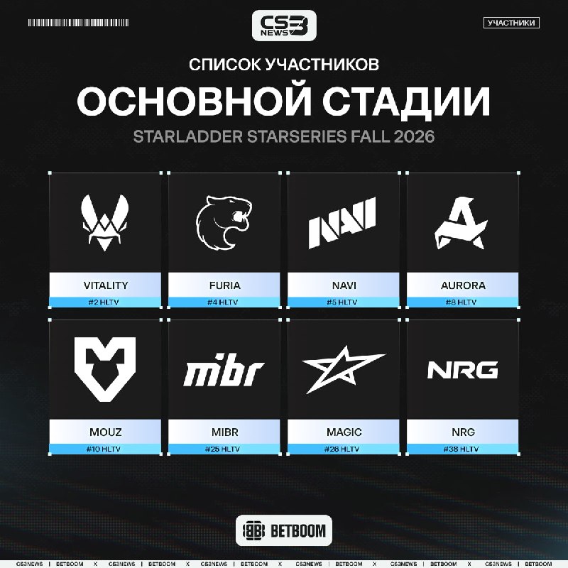 Определился полный список участников к StarLadder StarSeries Fall 2026