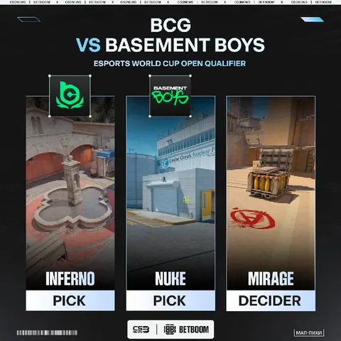 BCG начнут свой путь на открытых квалификациях к EWC 2026 на следующих картах.