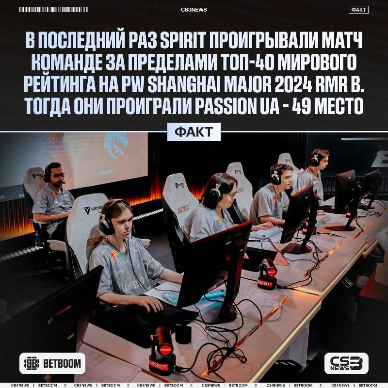 Почти два года Spirit не проигрывали командам ниже ТОП-40 мирового рейтинга — сегодня эта серия прервалась.