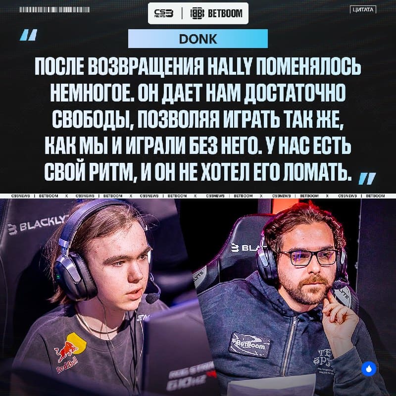 Hally делает все возможное для игроков Spirit, — исходя из интервью donk