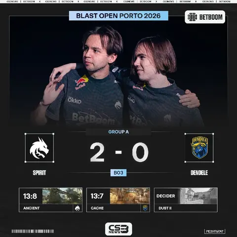 Spirit начинают BLAST Open Porto 2026 с уверенной победы