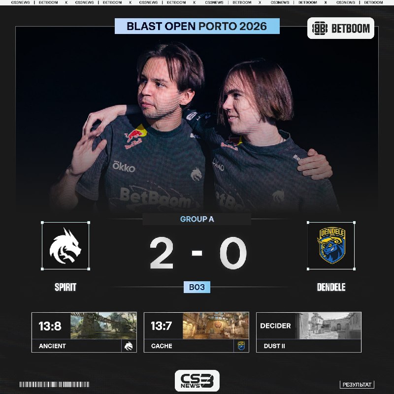 Spirit начинают BLAST Open Porto 2026 с уверенной победы
