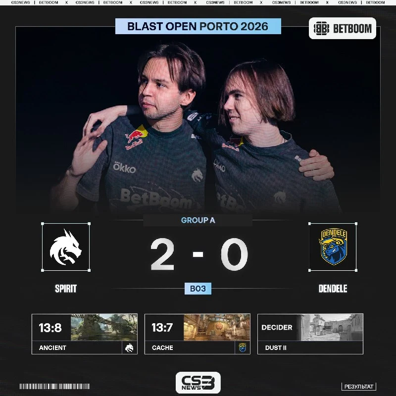 Spirit начинают BLAST Open Porto 2026 с уверенной победы