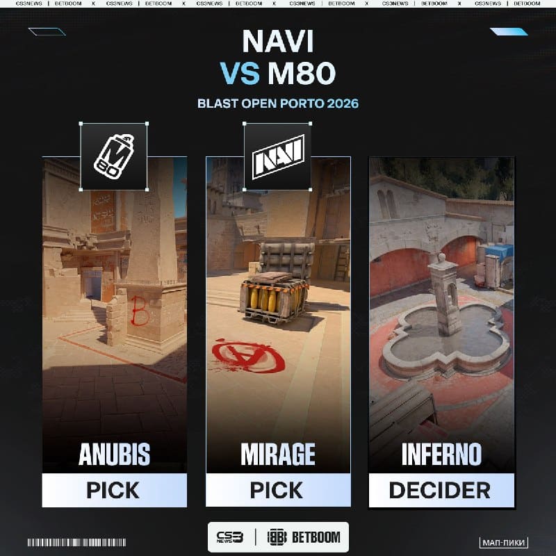 На этих картах мы увидим победу M80 над NAVI