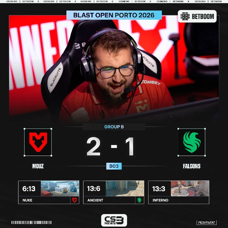 MOUZ проходят в полуфинал BLAST Open Porto 2026