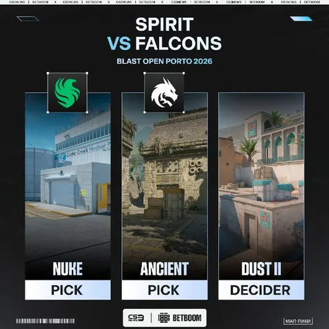 Team Spirit vs. Falcons — ABSOLUTE CINEMA через 30 минут.